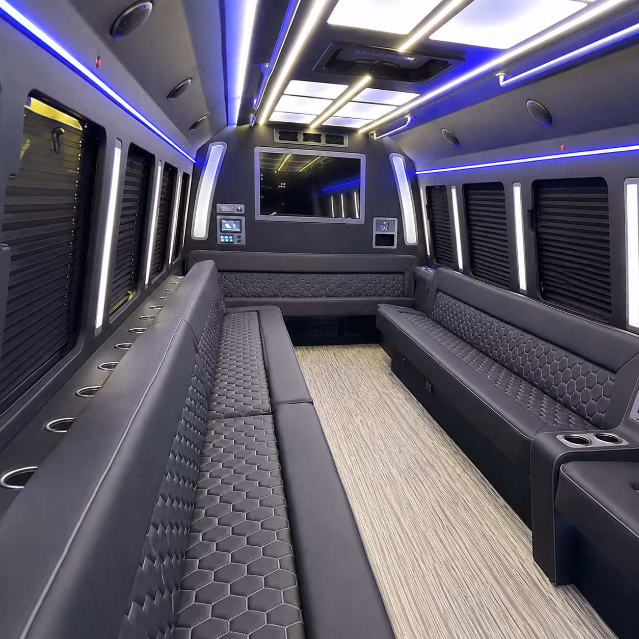 moreno valley 40 passenger party bus inside